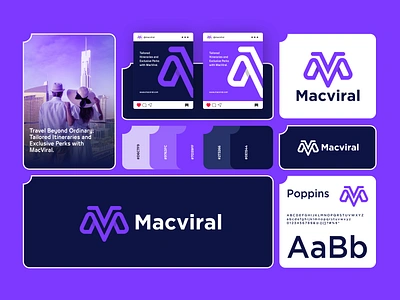 MacViral | Brand Identity abstract logo app app logo brand identity branding graphic design icon logo logo creation logo design logo m logo minimal logo travel m mm pin software travel travelling ui