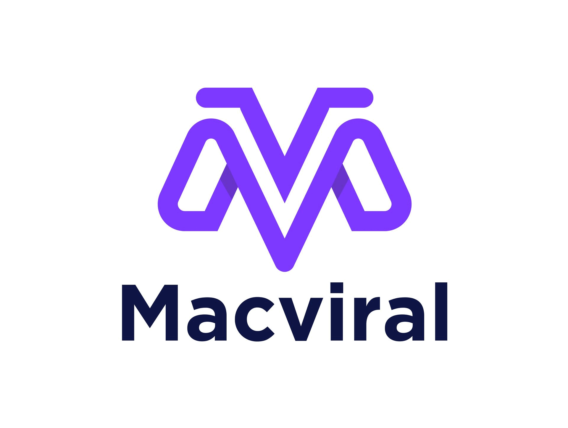 MacViral Logo abstract logo animation app app logo brand logo branding geometric graphic design icon logo logo creation logo design logo m m minimal logo mm software travel trip ui