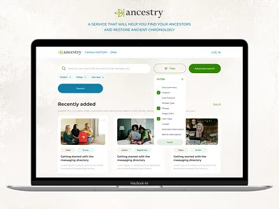 ancestry design figma filter search ui ui design ux ux ui web