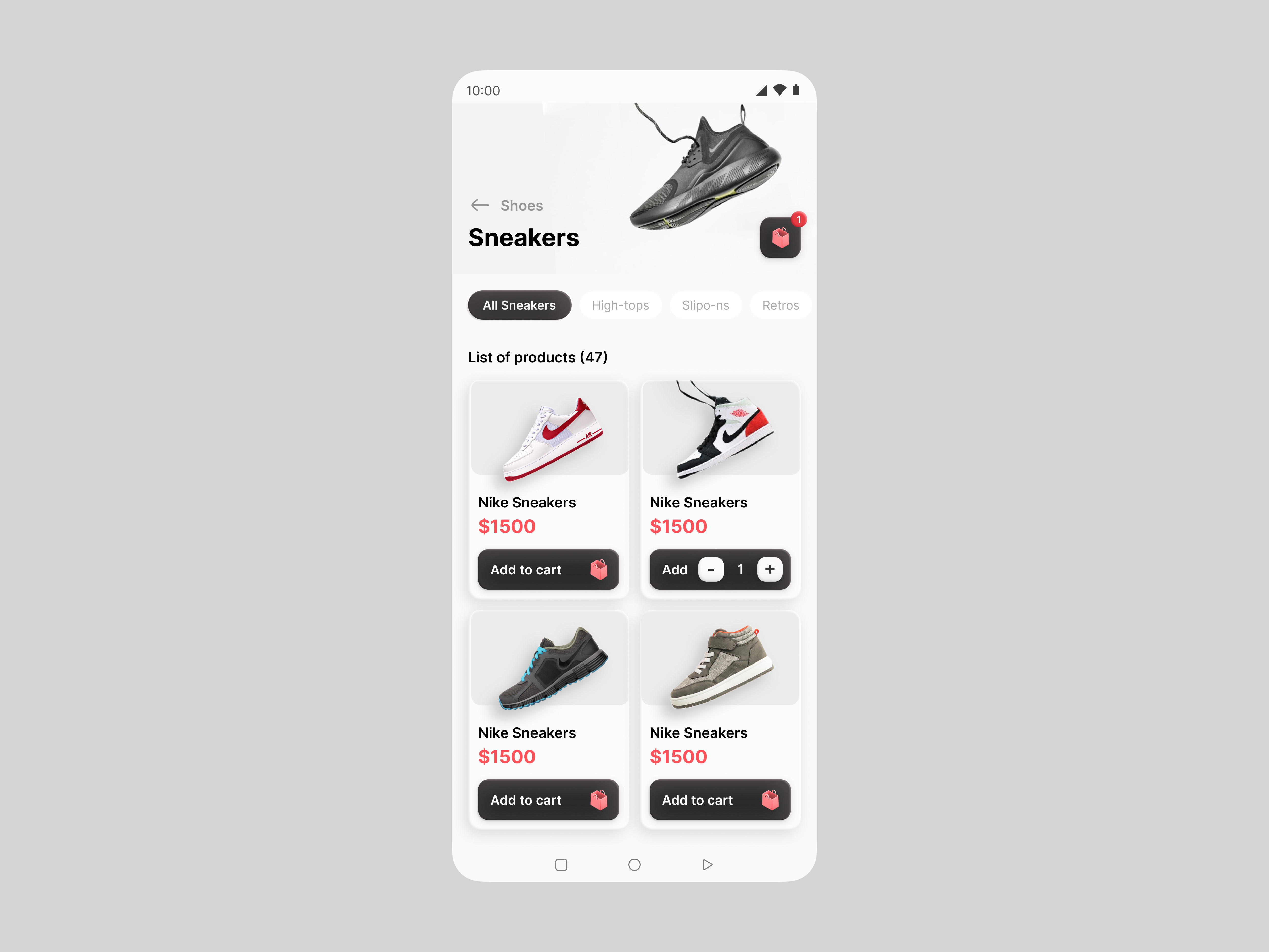 Category screen 3d category ecommerce graphic design shoe ui