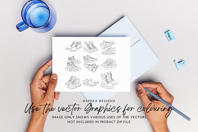 Sketches of Shoes - 9 Vector Illustrations/Clipart adobe art boots branding coloring coloring book design drawing graphic design grayscale illustration illustrator loafers shoes sketch sketches sneakers vector art