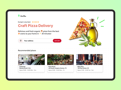 Avo Slice landing page design burger delivery design figma functional hero landing olive pizza red restaurants ui ux website