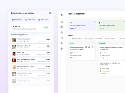 Sneak peek of an AI MVP app ai cards clean dashboard light mvp pricing saas sidebar task