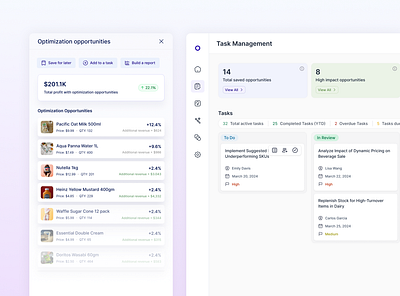 Sneak peek of an AI MVP app ai cards clean dashboard light mvp pricing saas sidebar task