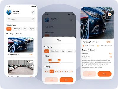 Parko - Car Parking application UI UX Design app app design application car app design car parking car parking ui design ap graphic design park parking app design parking car ui ui car park ui ux design ux