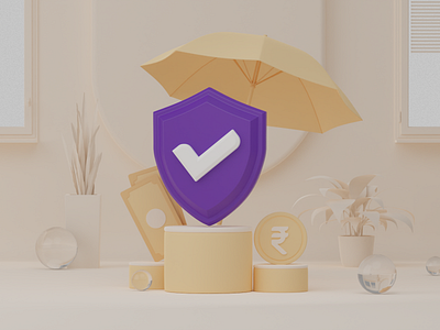 3D Animated Illustration for PhonePe Insurance: Trust and Safety 3d art 3dmodel blender blender3d blender3dart branding design illustration ui