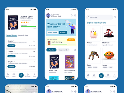 SchoolAR- Augmented Reality Learning App 3d models app design ar app augmented reality augmented reality learning app books library design figma kids learning app learning app school app ui ui design