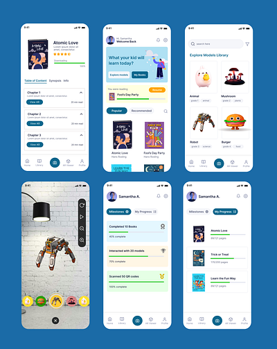 SchoolAR- Augmented Reality Learning App 3d models app design ar app augmented reality augmented reality learning app books library design figma kids learning app learning app school app ui ui design