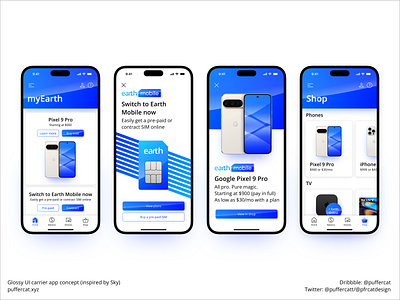 Glossy UI carrier app concept design glossy gradient graphic design sketch sky ui