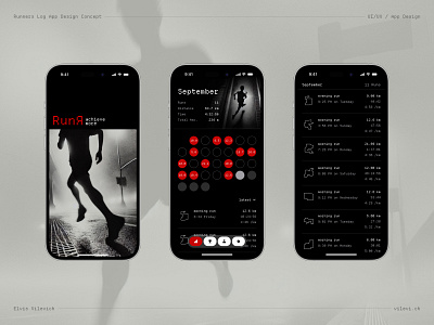 RunR_ Runners Log App app calendar clean dark fitness ios iphone latvia list log map minimal mobile product design running sport ui ux