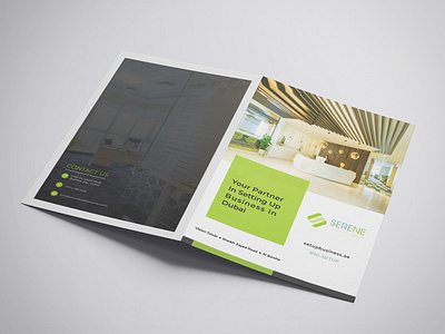 SERENE Group Brochure advertising brochure brochure design colors creative design design graphic graphic design gray green illustration logo logo design print white