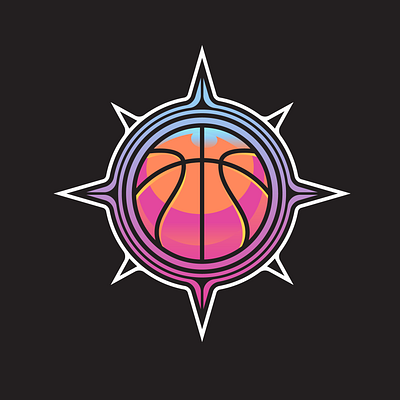 compass basketball basketball compass logo neon