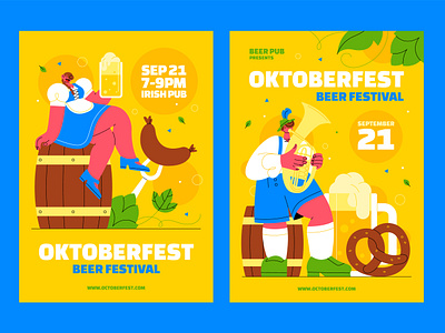 Octoberfest posters flat graphic design illustration octoberfest poster vector