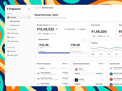 Finance Dashboard UI clean design figma illustration ui vector