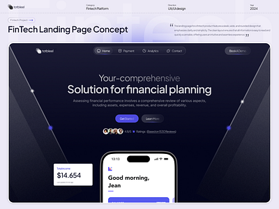 Fintech landing page concept animation app design design financial fintech fintech planning graphic design logo shakilworlds ui ux website design