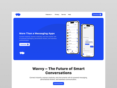 Wavvy - AI Messaging Apps ai design landing page messaging apps ui uiux