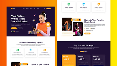 Music marketing agency design app design branding design figma graphic design graphics landing page landing page design music landing page design music marketing design music web design ui ui branding ui design ui ux uiux ux website design