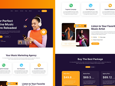 Music marketing agency design app design branding design figma graphic design graphics landing page landing page design music landing page design music marketing design music web design ui ui branding ui design ui ux uiux ux website design