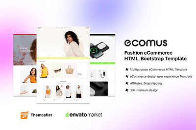 Ecomus Fashion eCommerce HTML, Bootstrap Template agency app bootstrap template branding design ecommerce fashion html html template online shop ui ux