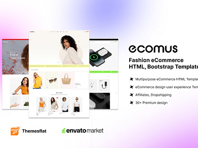 Ecomus Fashion eCommerce HTML, Bootstrap Template agency app bootstrap template branding design ecommerce fashion html html template online shop ui ux