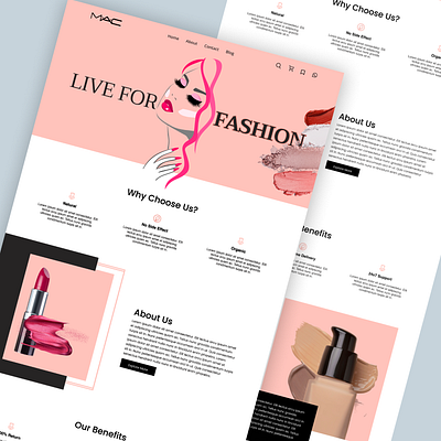 Landing Page for Cosmetics brand brand branding cosmetics design ecommerce website fashion figma graphic design graphics illustration landingpage lipstick logo makeup mobile design ui ui ux uidesign ux webdesign