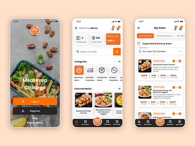 All Meal Prep Delivery App & Hero Section Design delivery app delivery meal prep chicago food food app food ux ui food website landing page meal app meal prep app meal prep applicetion meal prep chicago meal prep design meal prep ux orange app