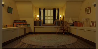 Moonrise Kingdom Movie - Room Scene 3d 3d modeling animation blender blendercycles lighting model moonrise kingdom movie render scene wes anderson