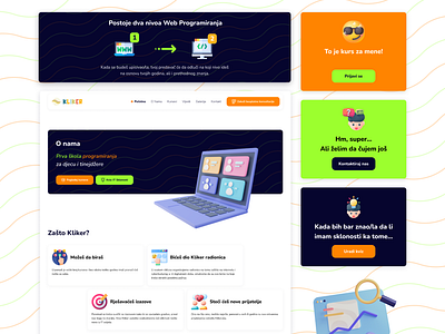 Kliker - Kids Programming School Website Redesign colorful website design school kids kids programming kids website learning programming modern website programming programming school website teenagers ux ui website design