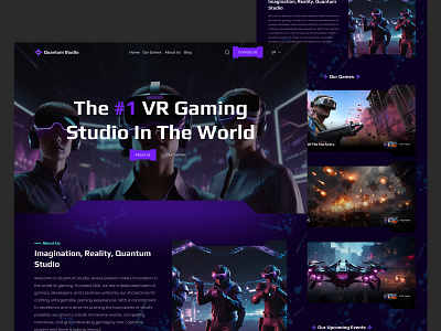 Quantum Studio - VR Gaming Studio Website ar dark dark mode dark ui dark website darkui gaming gaming website vr