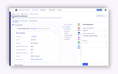 Disputes Management System - Task Details banking details disputes form ia information architechture navigation ui ux web web design