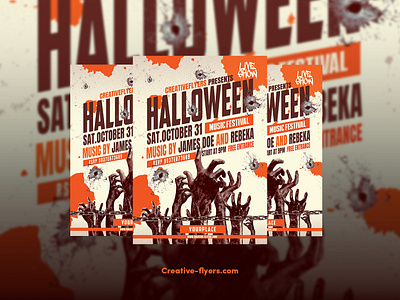 Retro Halloween Poster (Psd) creativeflyer creativeflyers flyer flyers graphic design halloween party photoshop poster retro zombie zombies