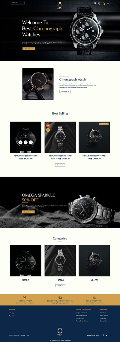 Royal Watches Full E-Commerce Website Design best e commerce design e commerce watches design e commerce website design