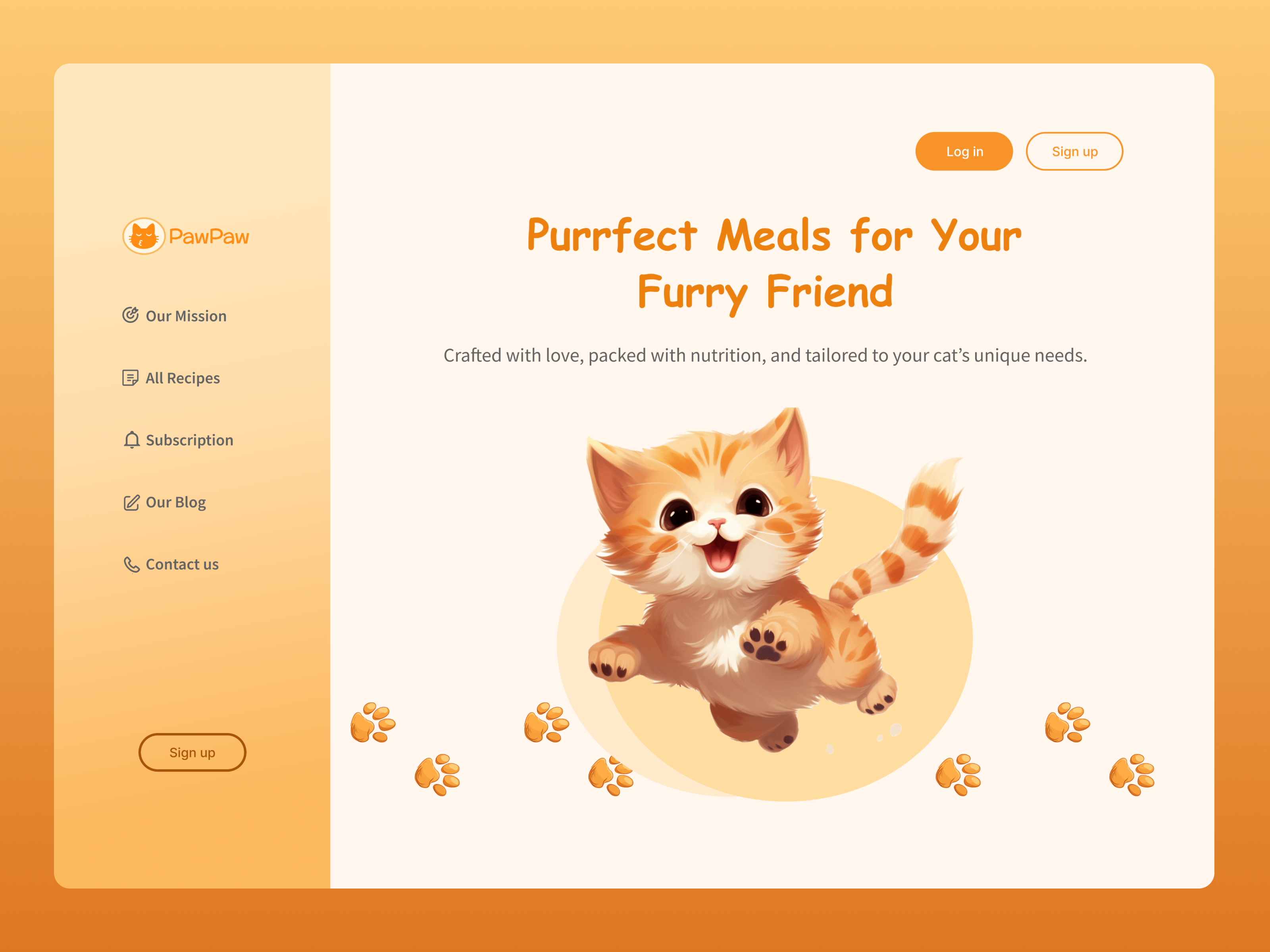 PawPaw Catfood website branding cat catfood cute figma landing page minimal petcare petshop ui design web design