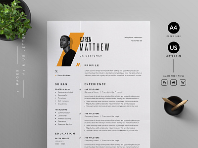 Resume/CV cover letter cv template design illustration professional resume ui us letter vector word