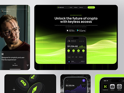 CryptoCove - Landing page Web 3 artillustration blockchain cryptoapp cryptocurrency cryptodesign cryptowallet digitalassets ethereum finance fintech landingpage ui ux visualidentity web3 webdesign