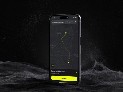 Simple hiking trail app app application dark mode design hiking interface map pin trail ui uiux web design