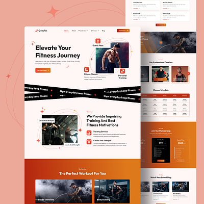 Elevate Your Fitness Journey landing page. branding design graphic design illustration typography ui ux vector