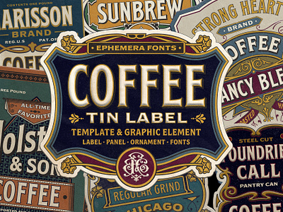 Vintage Coffee Label Template & Graphic Element font graphic design graphic element lettering template vintage