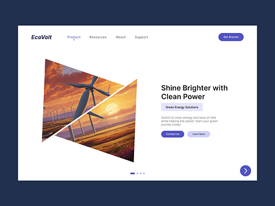 Renewable Energy Landing Page design green energy homepage landingpage product product design renewable solar panel solarenergy ui ui design user experience user interface ux ux design web web design website website design wind turbines