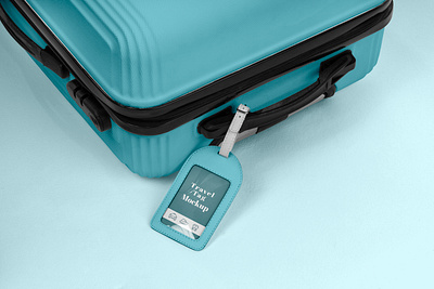 Suitcase Tag Mockup branding graphic design lebal logo mockup stationary suitcase tag travel