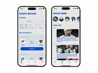 Hockey app a design ui ux