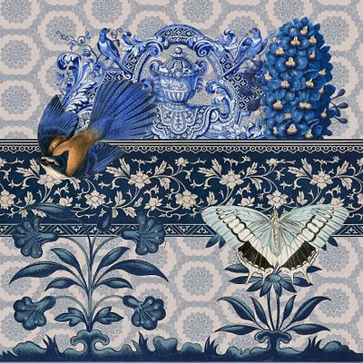 Collage Blu blu ceramic ceramica collage design flower pattern patterndesign pillow plate textile texture wallpaper