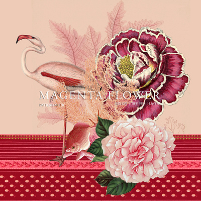 Magenta flower bird ceramic color flamingo flower forniture magenta pattern patterndesign pillon textile texture wallpaper