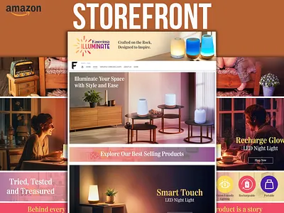 Amazon Storefront - LED Lamps/Home Decor amazon branding graphic design graphicdesign listingimages photoshop