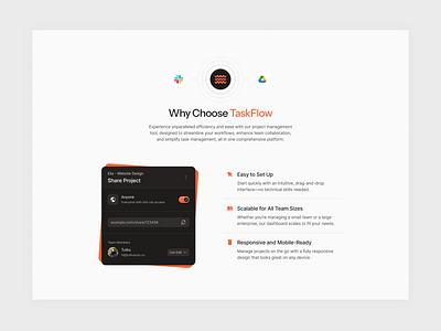 Project Management - Content Section black and orange content figma framer illustration orange section ui design web