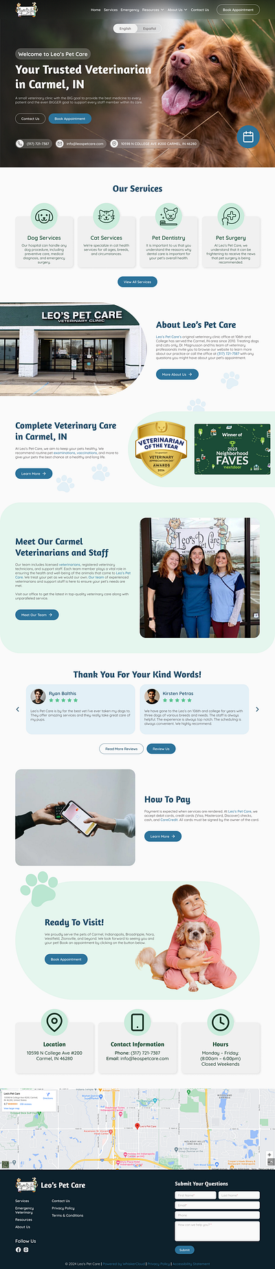 Leo's Pet Care Website Landing Page branding design graphic design hero hero section illustration landing page ui ui design uiux user interface ux