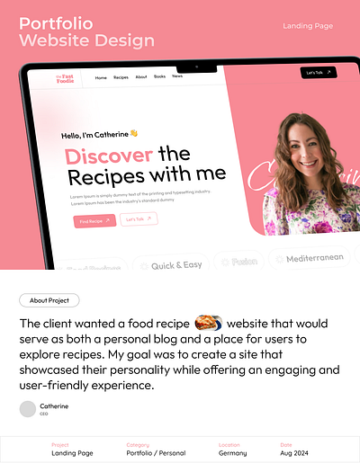 Personalized Food Recipe Website Design design figma food app landing page landign page landing website mockup personal personal website portfolio website ui ui design we web website website design