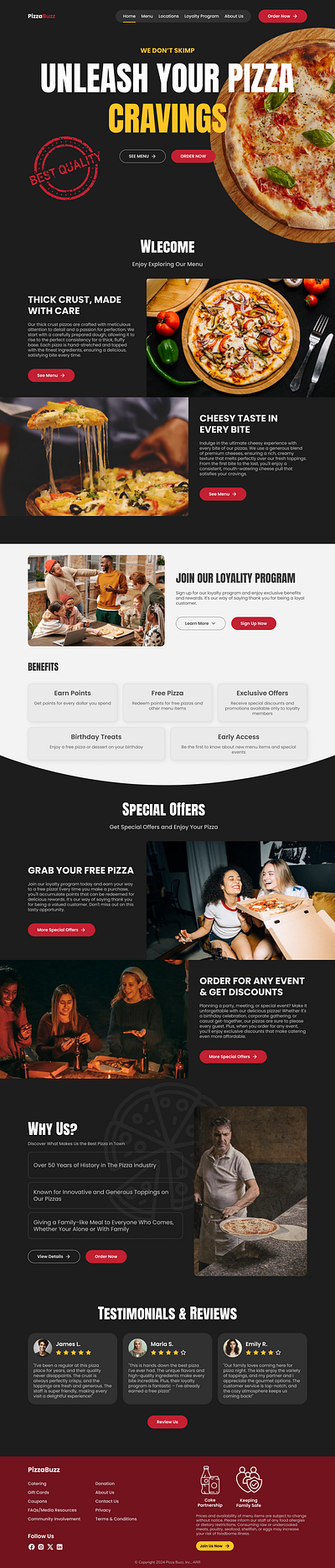 PizzaBuzz Concept Website Landing Page Design branding design hero hero section illustration landing page ui ui design uiux user experience user interface ux