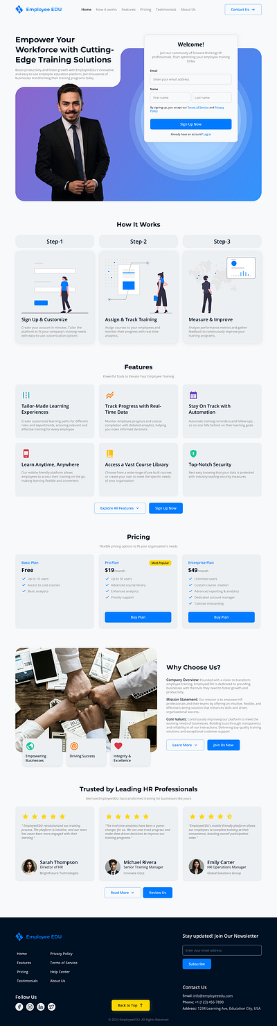 Employee EDU Concept Website Landing Page branding design graphic design hero hero section illustration landing page ui ui design uiux user experience user interface ux