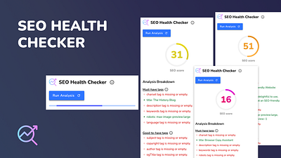 SEO Health Checker Browser Extension browser chrome extension open source seo site performance ui design